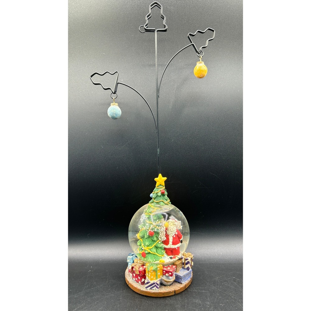 Santa Claus Christmas Tree Snow Globe Wire Ornament Display Stand 14.5" As Is